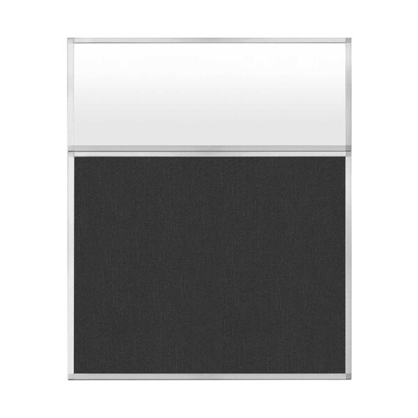 Hush Panel Configurable Cubicle Partition 5' x 6' W/ Window Black Fabric Frosted Window